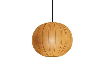 Hanglamp ORGANIC 35 cm natuurlijke stoffen kap goudkleurig, Ophalen of Verzenden, Nieuw