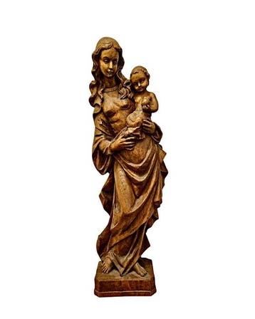 sculptuur, Madonna mit Kind - XL - 80 cm - Hout, Antiek en Kunst