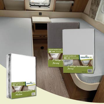 Textielpakket Caravan enkele bedden Fendt-Hobby enz - 2, Huis en Inrichting, Verzenden, Nieuw, Wit