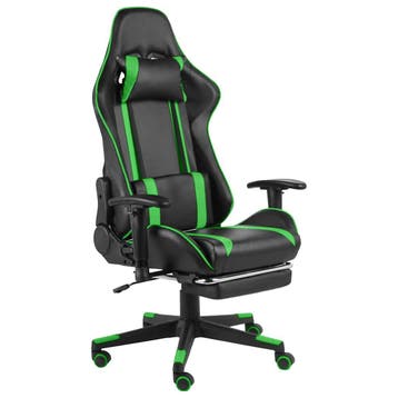 vidaXL Gamestoel draaibaar met voetensteun PVC groen, Verzenden, Nieuw, Groen