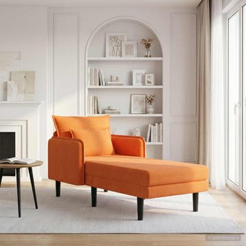 vidaXL Grote chaise longue Oranje Katoenen stof, Verzenden, Nieuw