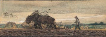 Adriaan Herman Gouwe , Ploegende boer achter trekpaarden