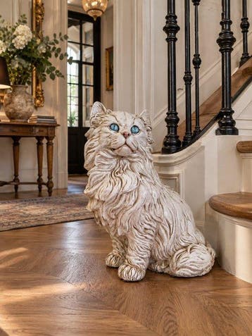 Marwal - sculptuur, Majestueux chat persan aux yeux bleus -