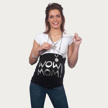 Op en Top Zwanger Zwangerschaps Buikband Wow Mom Zwart/Zilve, Verzenden, Nieuw