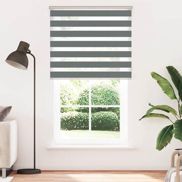 vidaXL Zebra rolgordijn 135x230 cm stofbreedte 130,9 cm, Verzenden, Nieuw, Grijs