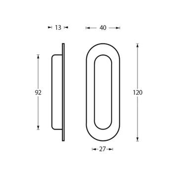 Intersteel Schuifdeurkom ovaal 120x40mm blind - RVS, Doe-het-zelf en Verbouw, Hang- en Sluitwerk, Verzenden, Nieuw
