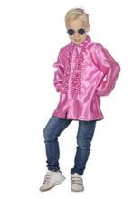Ruches blouse satijn cyclaam kind, Kleding | Dames, Ophalen of Verzenden, Nieuw