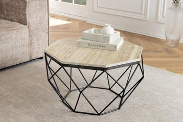 Handgemaakte salontafel DIAMOND 70cm beige travertijn zwart, Huis en Inrichting, Tafels | Salontafels, Ophalen of Verzenden, Nieuw