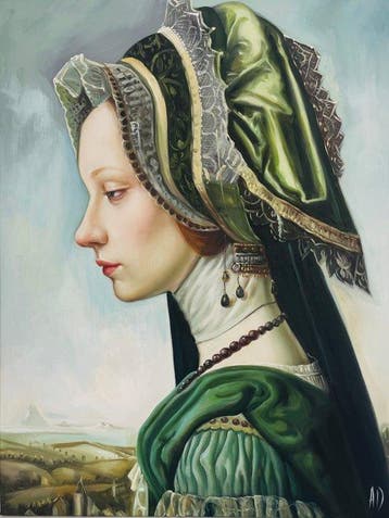 Anne Dias - (100% handpainted !) Lady Catherine of, Antiek en Kunst, Kunst | Schilderijen | Modern