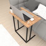 [en.casa] Bureau Högsby laptoptafel 65,5x60x35,5 cm eiken en, Huis en Inrichting, Tafels | Bijzettafels, Verzenden, Nieuw