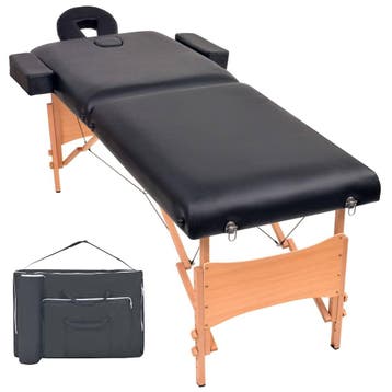 vidaXL Massagetafel inklapbaar 2 zones 10 cm dik zwart, Verzenden, Nieuw