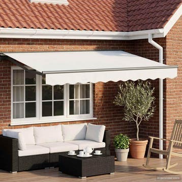 vidaXL Elektrisch Uittrekbaar Zonnescherm Wit 3,5 x 2,5 m, Verzenden, Nieuw