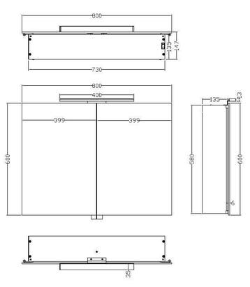 Wiesbaden Luxe spiegelkast +Led verlichting 80x60x14cm, Ophalen of Verzenden, Nieuw