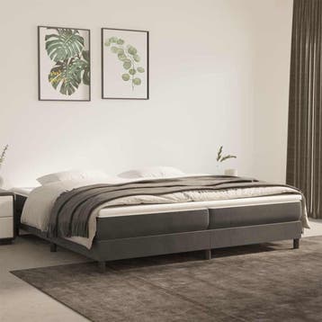 vidaXL Boxspring met matras fluweel donkergrijs 200x200 cm, Verzenden, Overige maten, 200 cm, Nieuw