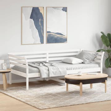 vidaXL Slaapbank zonder matras 90x200 cm massief grenenhout, 90 cm, Eenpersoons, Verzenden, Wit