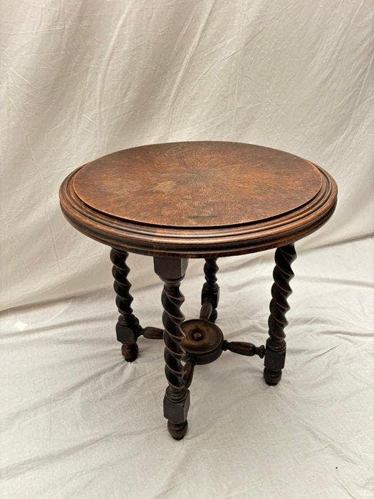 Bijzettafel - Bijzettafel met Barley Twist Pote - Hout, Antiek en Kunst, Curiosa en Brocante