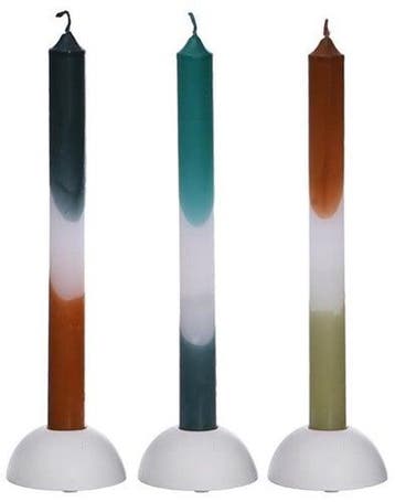 Kaarsen Dip Dye Petrol Olive 24 cm Ø2,5 set 3 stuks, Ophalen of Verzenden, Nieuw