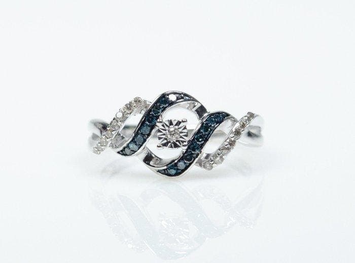 Zonder minimumprijs - Ring - 925 zilver - 0,30 ct diamanten, Sieraden, Tassen en Uiterlijk, Ringen