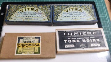 Lumière 4 cajas de placas de cristal estereoscopicas 6x13, Nieuw