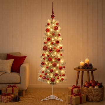 vidaXL Smalle kunstkerstboom met kerstballen 150 cm 150, Verzenden, Nieuw