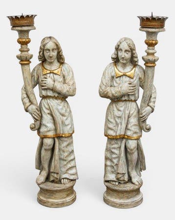 Scuola italiana (XVIII) - sculptuur, Coppia di angeli