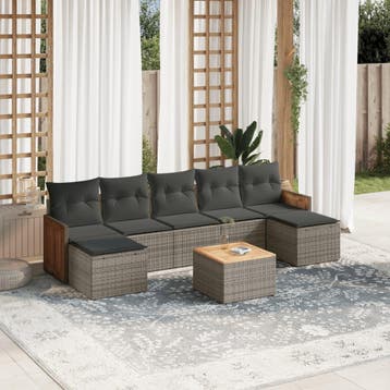 vidaXL 8-delige Loungeset met kussens poly rattan grijs, Tuin en Terras, Tuinsets en Loungesets, Verzenden, Nieuw, Loungeset