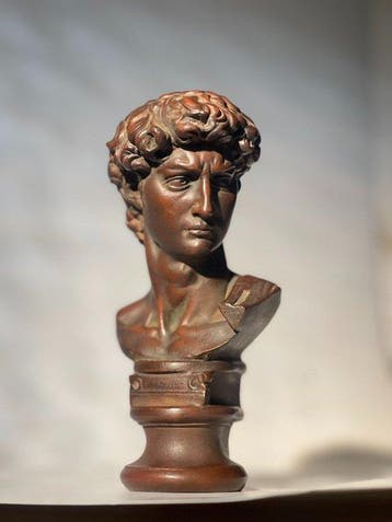 Beeldje - David Bust in Vintage Bronze – A Vintage Art Piece, Antiek en Kunst