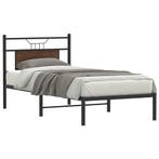 vidaXL Bedframe zonder matras bewerkt hout bruin eikenkleur, 90 cm, Eenpersoons, Bruin, Verzenden