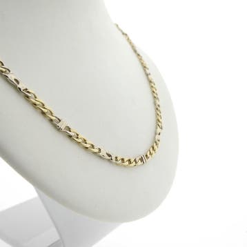 Bicolor gouden gourmetschakel ketting, Ophalen of Verzenden, Gebruikt, Overige kleuren, Goud