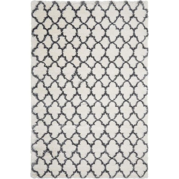 Vloerkleed hoogpolig - Cremewit met donkergrijs - 200x300, Huis en Inrichting, Stoffering | Vloerbedekking, Verzenden