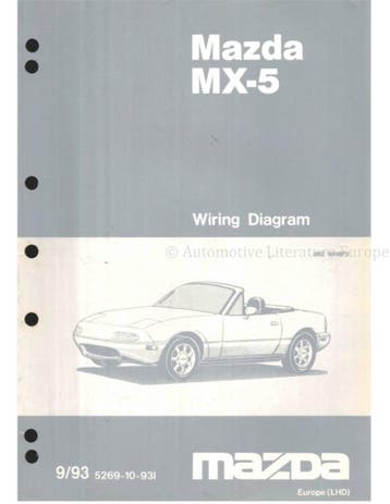 1993 MAZDA MX-5 ELECTRISCH SCHEMA ENGELS, Auto diversen, Handleidingen en Instructieboekjes
