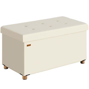 Opbergbank Beige Fluweel 76x38x42cm opvouwbaar (Meubelen), Verzenden