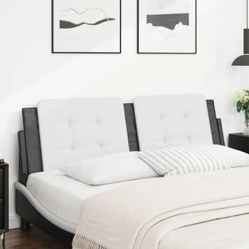 vidaXL Hoofdbordkussen Zadar 160 cm kunstleer wit en zwart, Verzenden, Nieuw, Wit, Overige materialen
