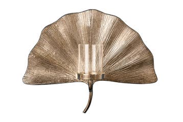 Decoratieve kandelaar GINKGO 44cm zilver handgemaakt metalen, Huis en Inrichting, Woonaccessoires | Vazen, Ophalen of Verzenden