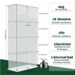Glazen Vitrinekast met LED – 4 Laags en Dubbele Deur, Wit, Verzenden, Nieuw
