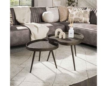 Salontafel Caspia niervormig set/2 - Brons liquid metal, Ophalen of Verzenden, Nieuw