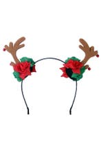 Haarband Rendier Bloemen Rood Groen Diadeem Bloemetjes Rudol, Ophalen of Verzenden, Nieuw, Carnaval, Accessoires