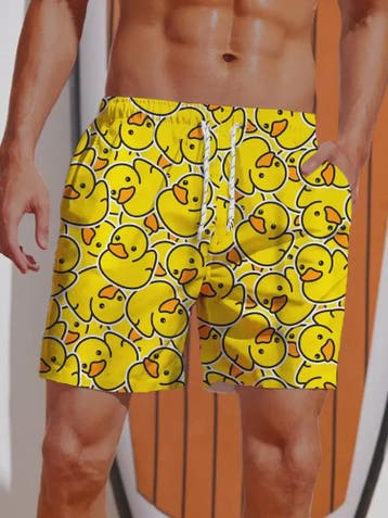 Heren Zwemshorts met Vrolijke Eendenprint - Perfect voor Zom, Verzenden