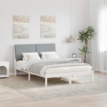 vidaXL Bedframe Wit en lichtgrijs 160 x 200 cm Massief, Verzenden, Wit, Hout, Nieuw