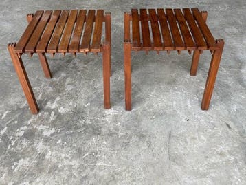 Bijzettafel - Hout - Een paar vintage salontafels, Antiek en Kunst, Kunst | Designobjecten