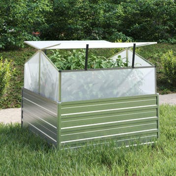 vidaXL Plantenbak met kas verhoogd 100x100x85 cm, Tuin en Terras, 100 cm of meer, Verzenden, Nieuw, Metaal
