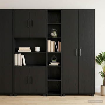 vidaXL buffetkast Zwart eiken 30 x 41 x 185 cm Bewerkt hout, Minder dan 50 cm, Verzenden, Nieuw, Minder dan 100 cm