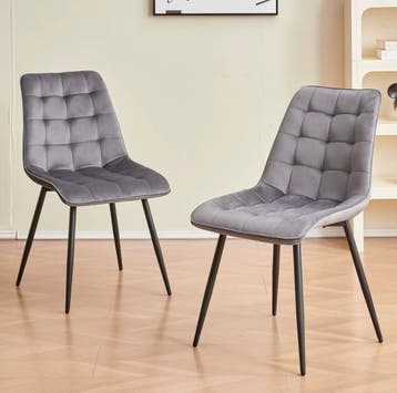 Nieuwe Set 4 Eetkamerstoelen Grijs - Fluwelen Zitting Nordic, Verzenden, Nieuw, Vier, Stof