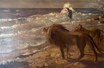 A. Broekman (XX), naar Hans Krause (1864-1931) - Leeuwen aan