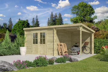 Outdoor Life Blokhut Tampa met Overkapping Groen, Tuin en Terras, Nieuw