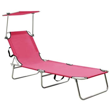 vidaXL Ligbed met luifel inklapbaar staal magenta, Verzenden, Nieuw
