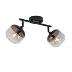 Design spot zwart met goud en smoke glas 2-lichts - Kyan, Huis en Inrichting, Verzenden, Nieuw, Glas, Design