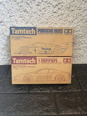 Tamiya 1:24 - Modelauto (2) - Porsche 962c + Ferrari, Nieuw
