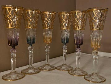ISMIE LUX - Drinkservies (6) - nieuwe, luxueuze, met goud, Antiek en Kunst