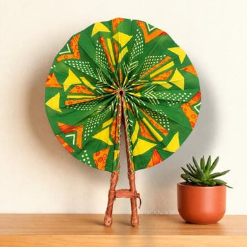 Afrikaanse handwaaier - Ankara print waaier - Groen Geel Ayo, Ophalen of Verzenden, Nieuw